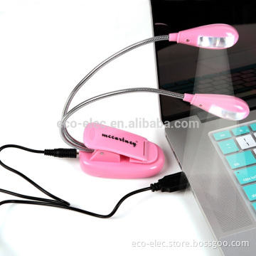 Gooseneck 4 LED Flexible Eye Care Dimmable Clip LED Book Light Dual Head Reading Light